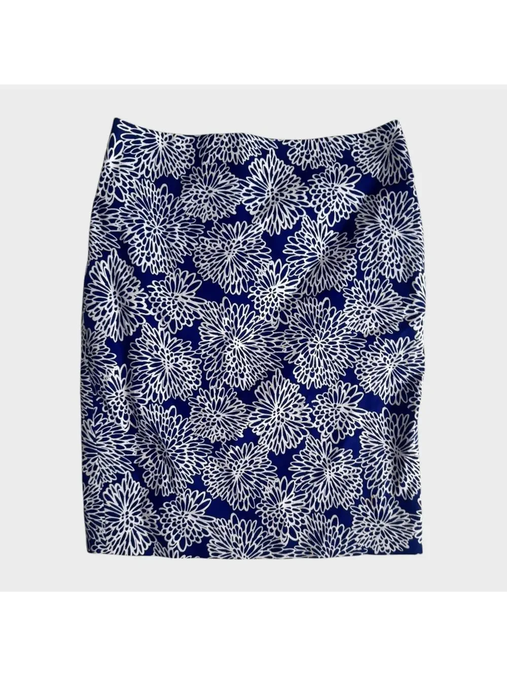 Liz Claiborne Size 6 Blue White Print Pencil Skirt Back Zipper Lined
